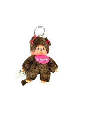 Monchhichi Sekiguchi Pink Girl Monkey Plush Keychain Toy